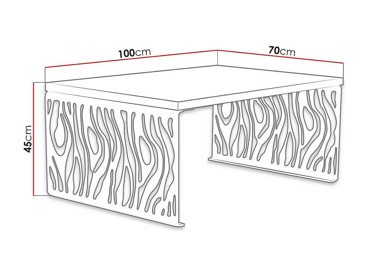 Mesa de café Germantown 108, Negro mate|Negro brillante, 45x70x100cm, Aglomerado laminado