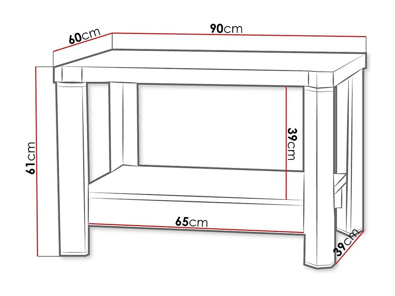 Tavolino da caffè Stanton D113, 61x60x90cm, Truciolare laminato, Angolare