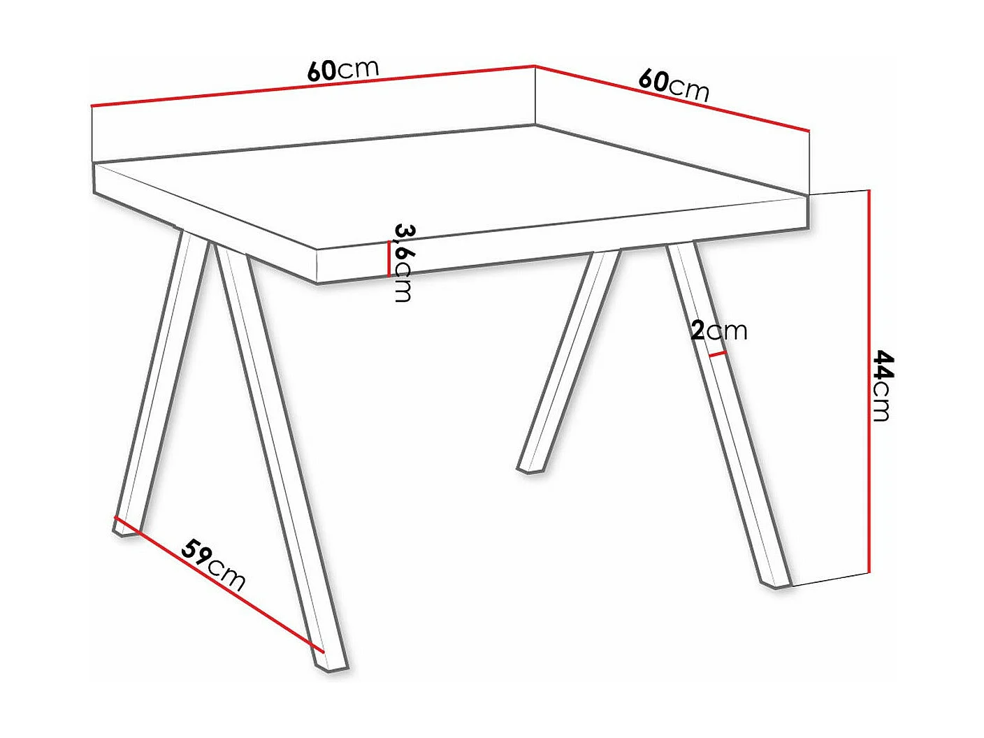 Mesa de café Germantown 110, Negro|Roble lancelote, 44x60x60cm, Aglomerado laminado