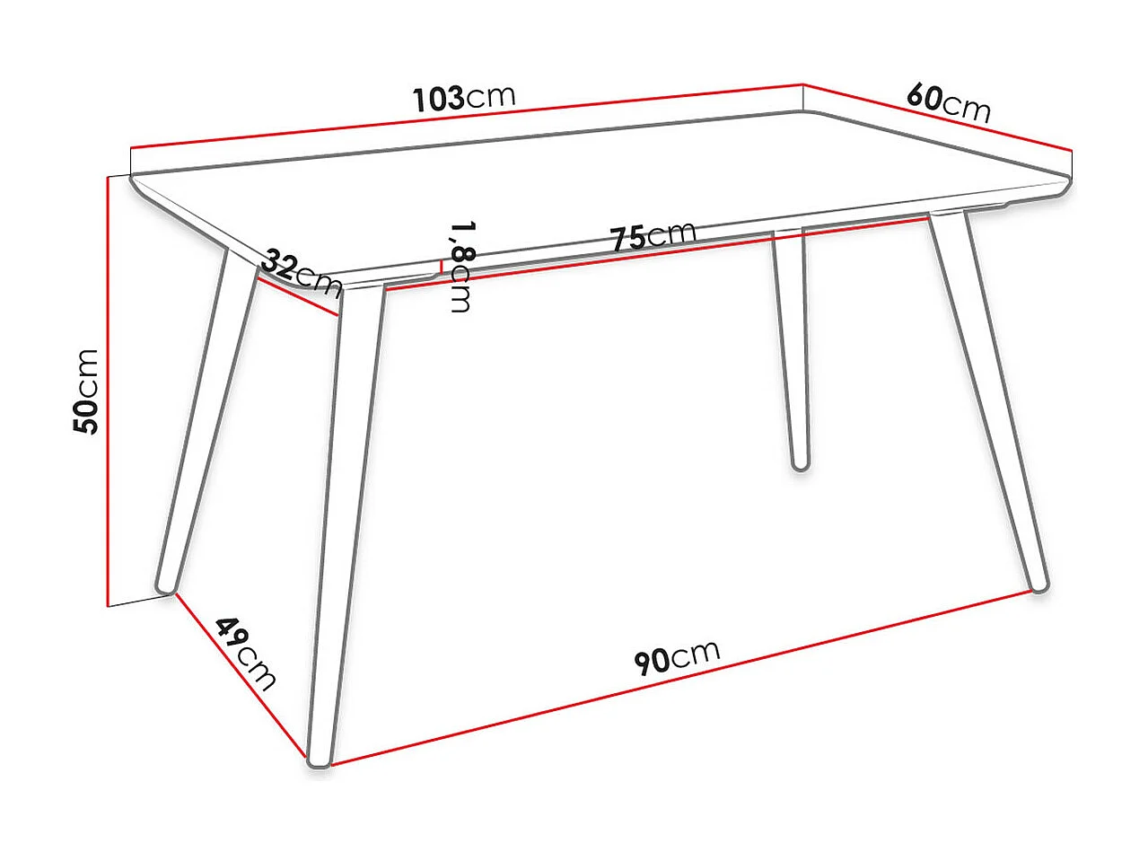Table basse Racine 115, Marron, 50x60x103cm, MDF, Angulaire