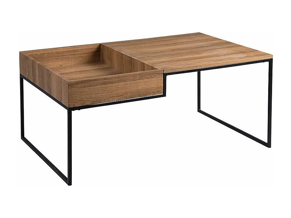 Tavolino da caffè Manteca 100, Nero|Quercia, 45x66x105cm, Angolare