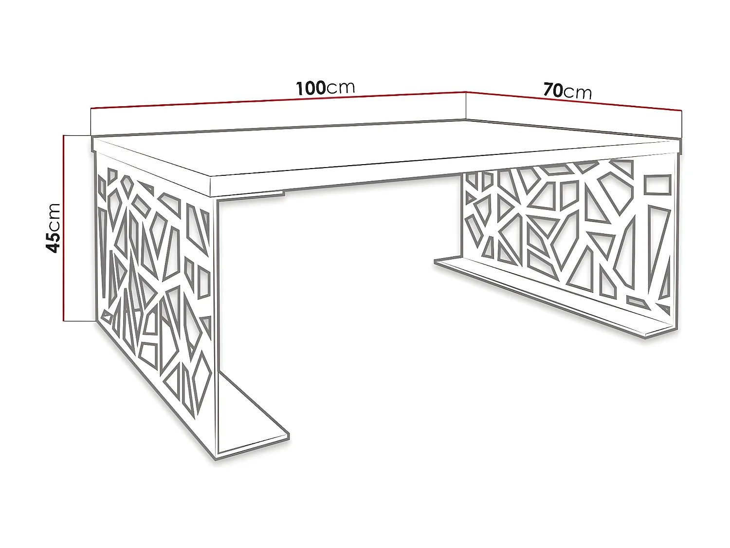 Table basse Germantown 101, Noir brillant|Noir mat, 45x70x100cm, Stratifié, Angulaire