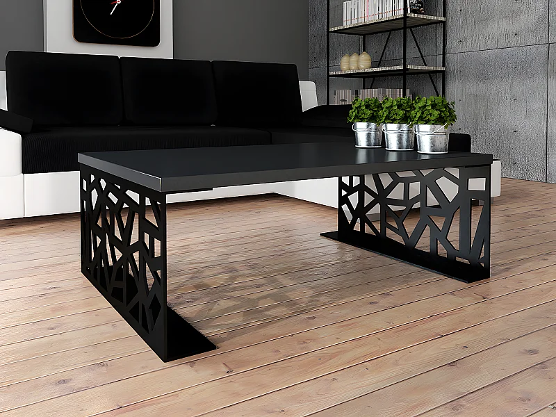 Table basse Germantown 101, Noir mat|Noir brillant, 45x70x100cm, Stratifié, Angulaire