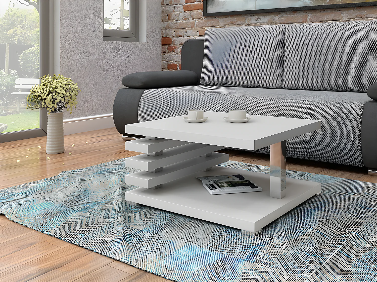 Mesa para revistas Goodyear 122, Placa de aglomerado laminado, 3x6x6cm