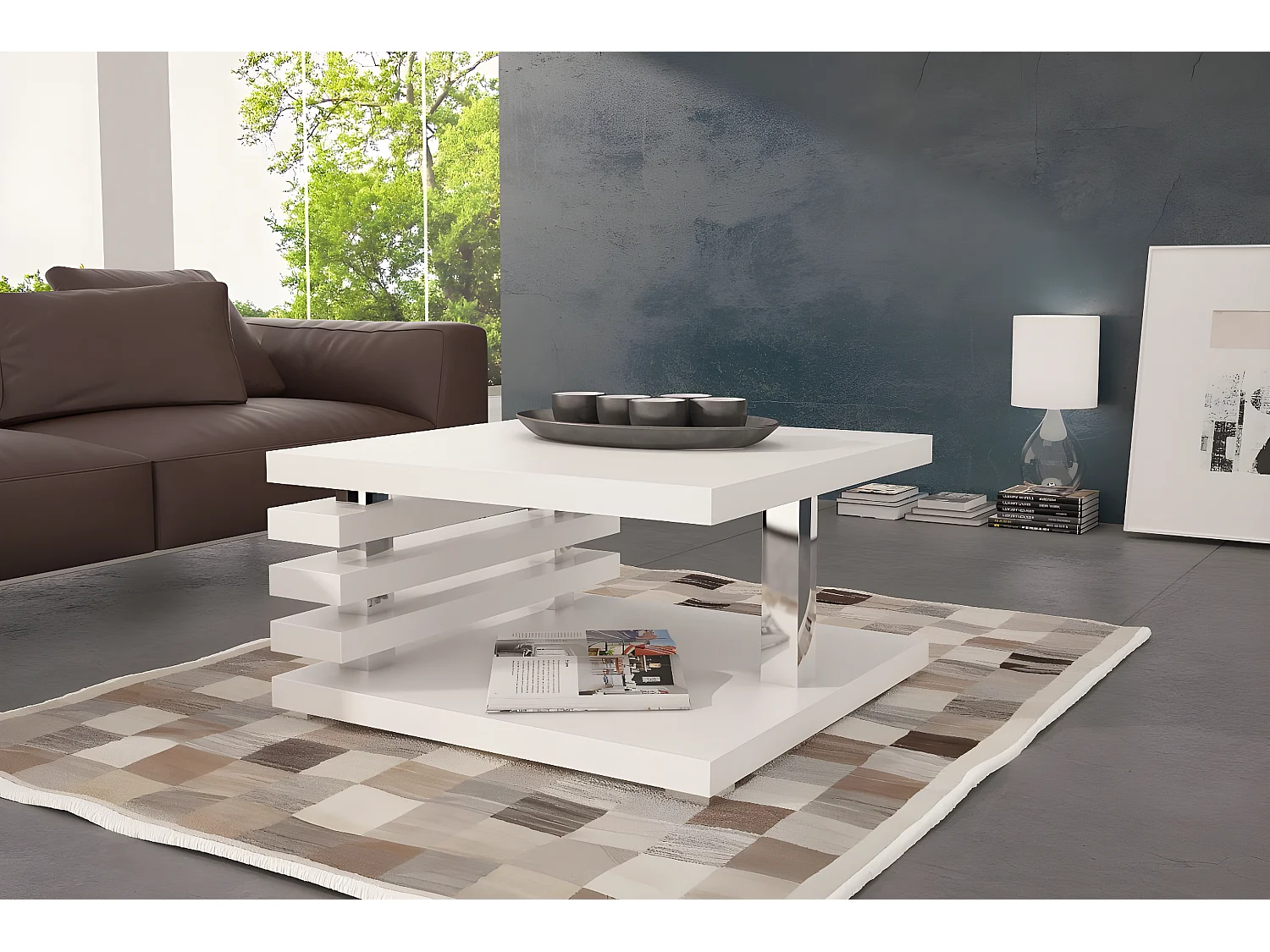 Mesa para revistas Goodyear 122, Placa de aglomerado laminado, 3x6x6cm