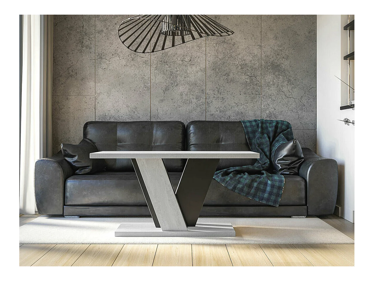 Tavolino da caffè Goodyear 128, Grigio|Nero, 60x70x110cm, Truciolare laminato, Angolare