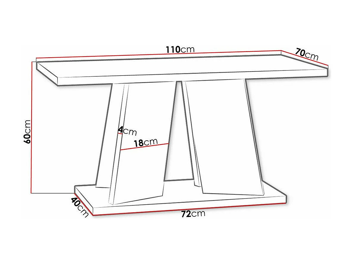 Mesa de café Goodyear 108, Gris|Negro, 60x70x110cm, Aglomerado laminado, Angular