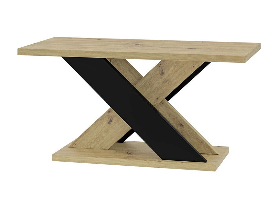 Mesa de café Goodyear 116, Negro|Roble Artisan, 60x70x110cm, Aglomerado laminado, Angular