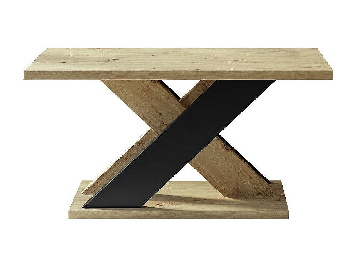 Mesa de café Goodyear 116, Negro|Roble Artisan, 60x70x110cm, Aglomerado laminado, Angular