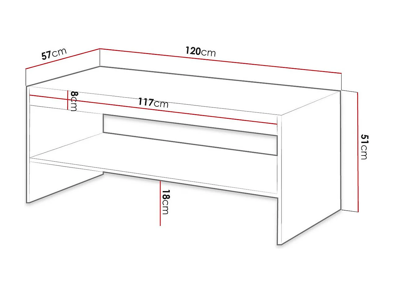Table basse Remeta 101, Chêne wotan, 51x57x120cm, Stratifié, Angulaire