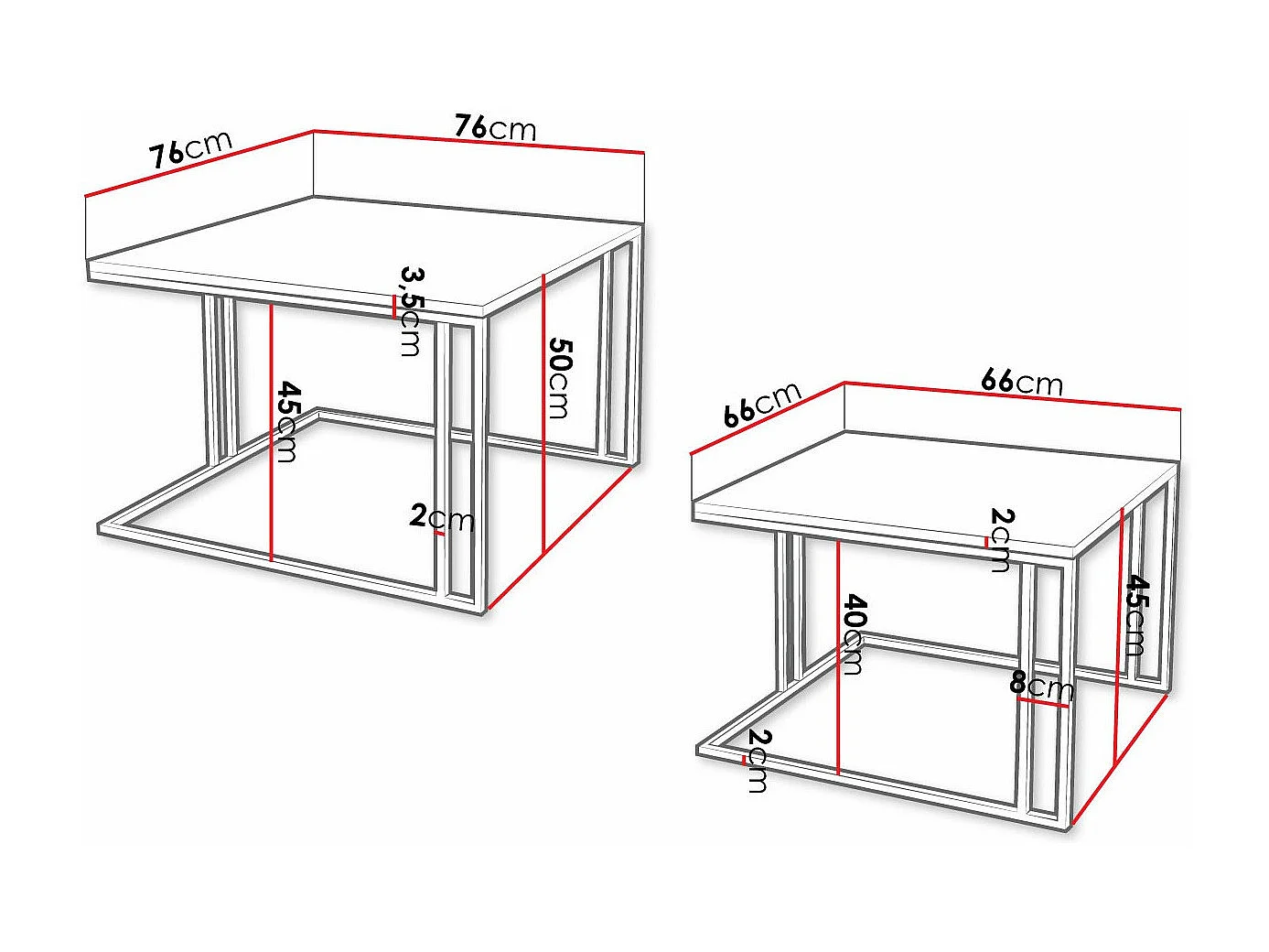 Conjunto mesa de centro Oswego 110, Dorado|Blanco, 50x76x76cm, Aglomerado laminado