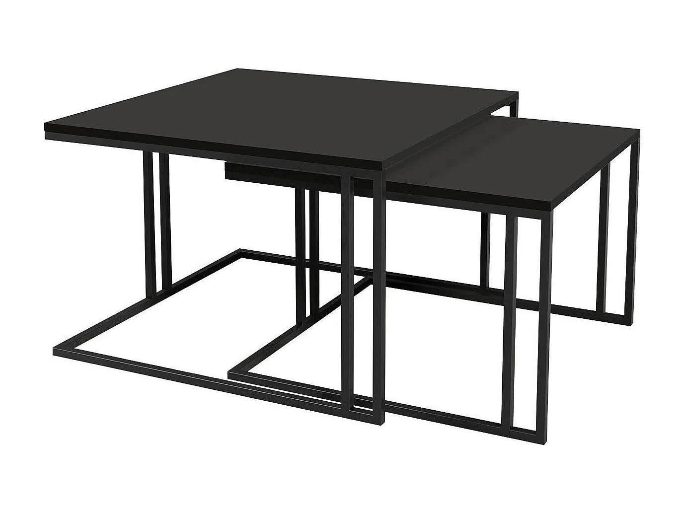 Ensemble tables basses Oswego 110, Noir, 50x76x76cm, Stratifié, Angulaire