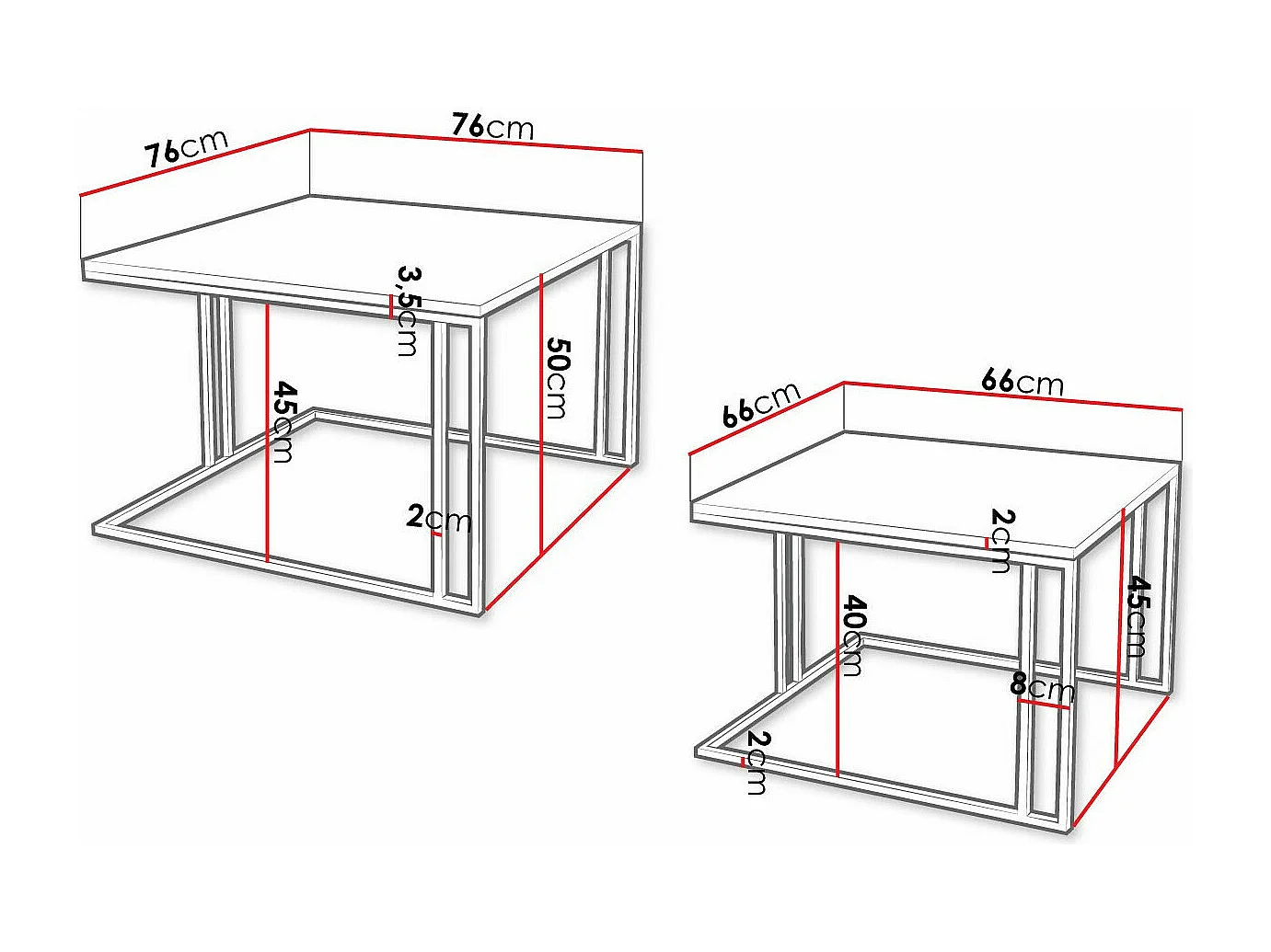 Ensemble tables basses Oswego 110, Noir, 50x76x76cm, Stratifié, Angulaire