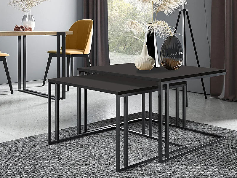 Ensemble tables basses Oswego 110, Noir, 50x76x76cm, Stratifié, Angulaire