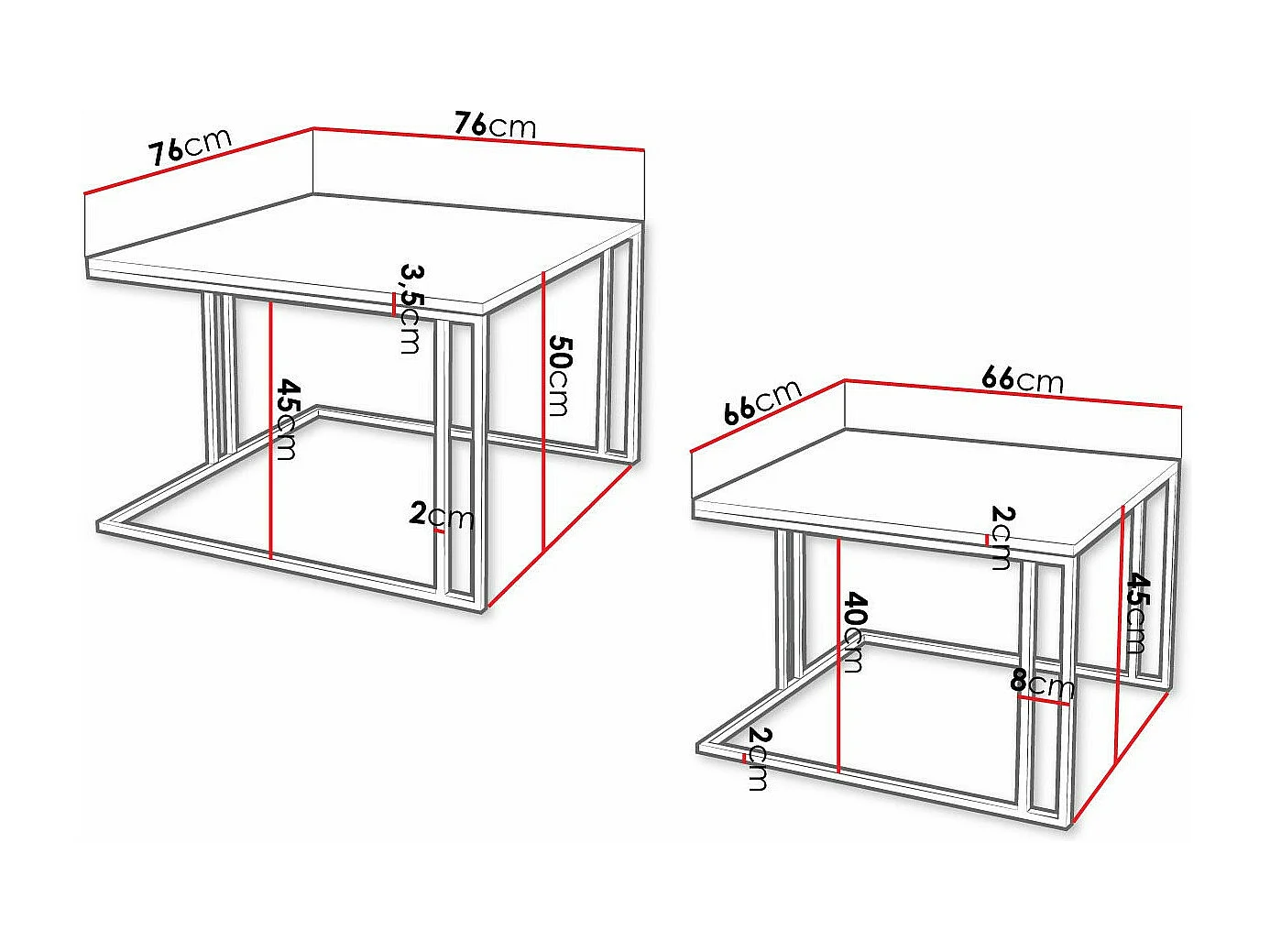 Conjunto de mesa de centro Oswego 110, Angular, 5x8x8cm