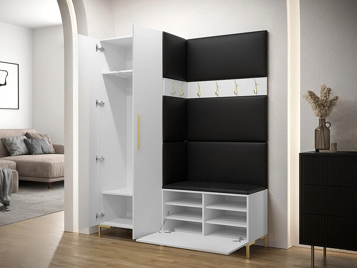 Meuble d'entrée Tivsoa 100, 196x158x44cm, Craft chêne, Faux cuir|Stratifié