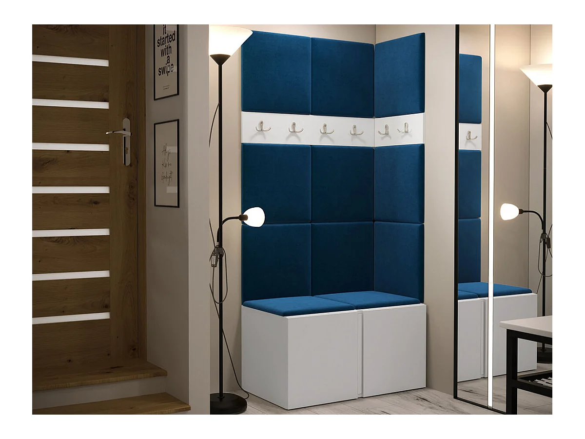 Meuble d'entrée Hartford 264, 186x84x46cm, Blanc, Stratifié|Tapisserie