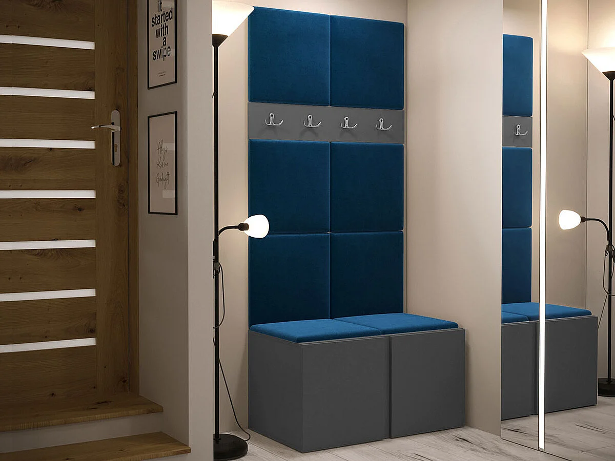 Meuble d'entrée Hartford 267, 186x84x44cm, Graphite, Stratifié|Tapisserie