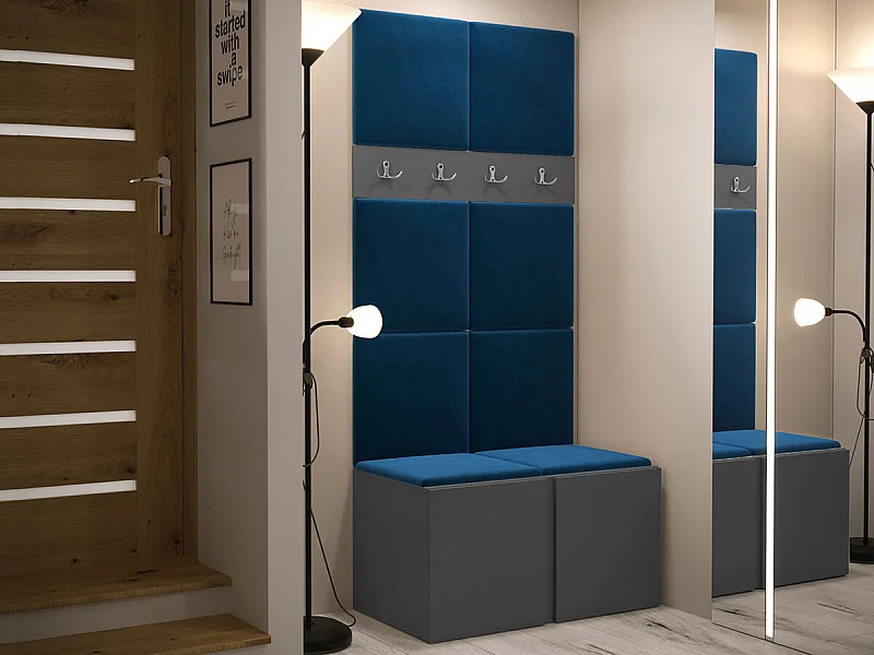 Meuble d'entrée Hartford 267, 186x84x44cm, Graphite, Tissu|Stratifié, À poser|Murale