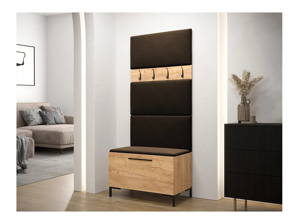Conjunto pasillo Hartford F102, 196x84x46cm, Craft roble|Marrón oscuro