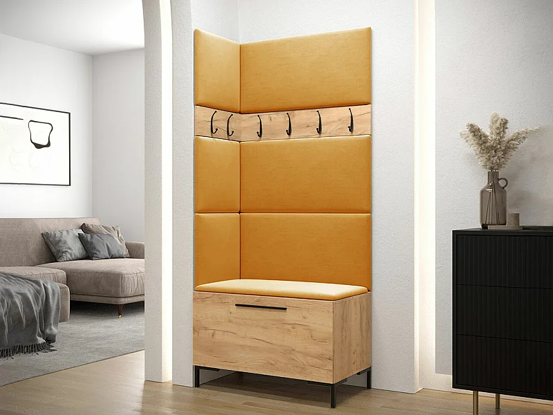 Conjunto pasillo Hartford F103, 196x84x46cm, Craft roble, Tapiz|Aglomerado laminado