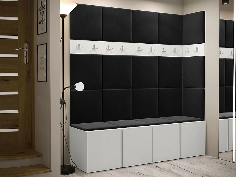 Meuble d'entrée Hartford 265, 186x168x46cm, Blanc, Tissu|Stratifié, Murale|À poser