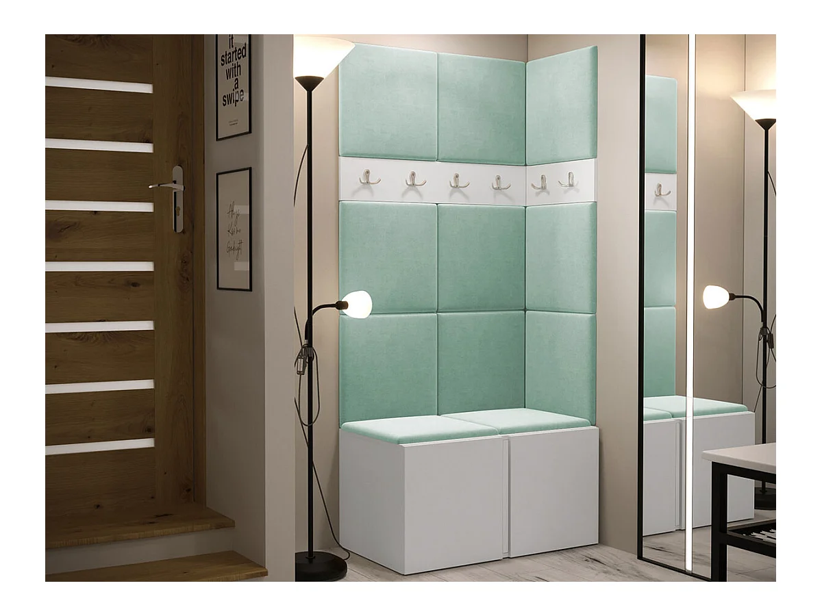 Meuble d'entrée Hartford 264, 186x84x46cm, Blanc, Stratifié|Tapisserie