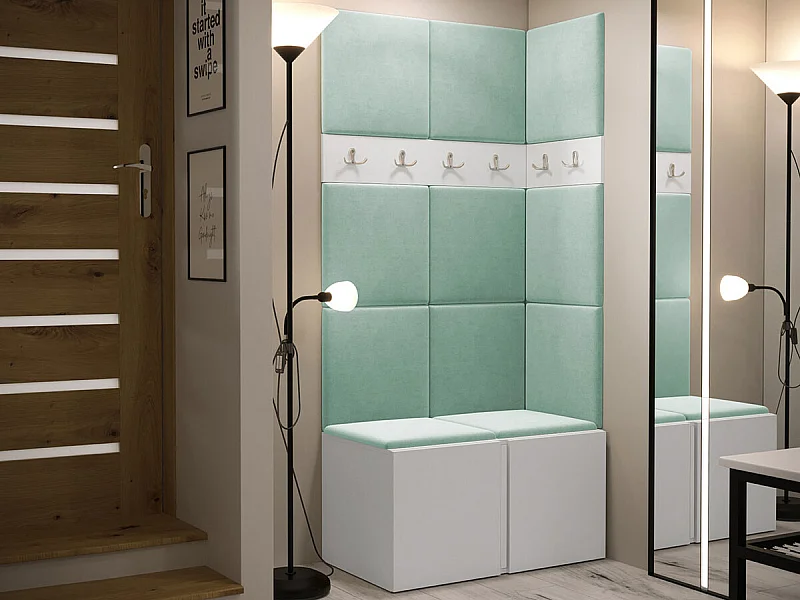 Meuble d'entrée Hartford 264, 186x84x46cm, Blanc, Tissu|Stratifié, À poser|Murale