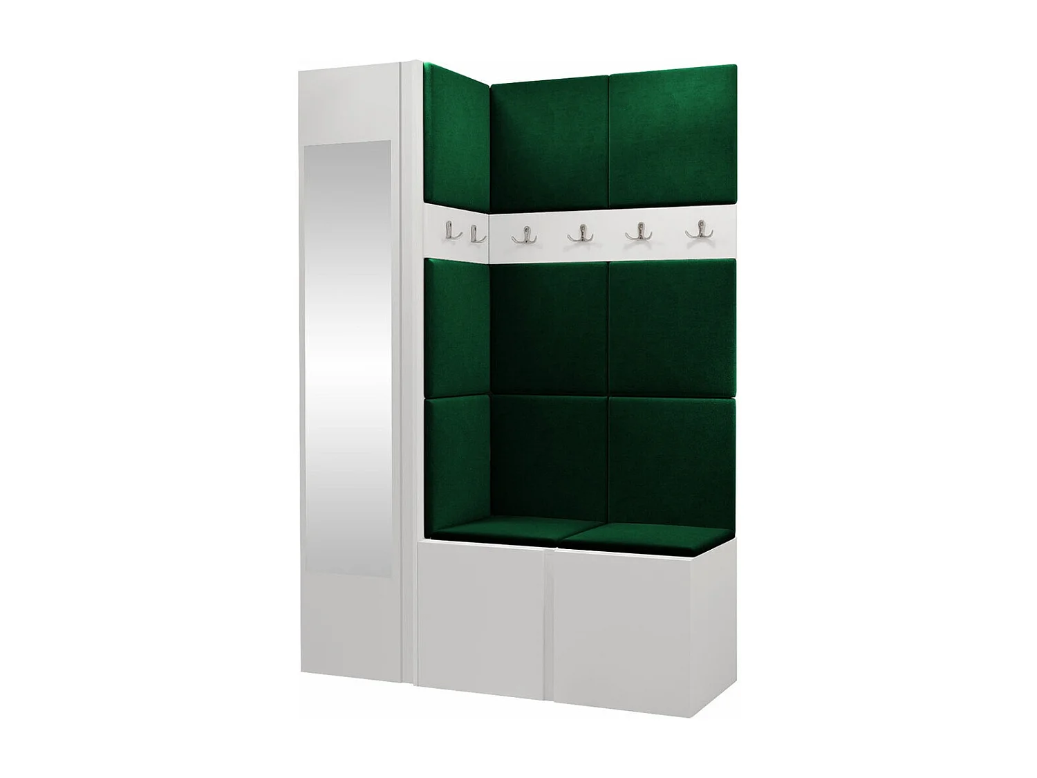 Conjunto pasillo Hartford 277, 186x124x46cm, Espejo, Blanco, Aglomerado laminado|Tapiz