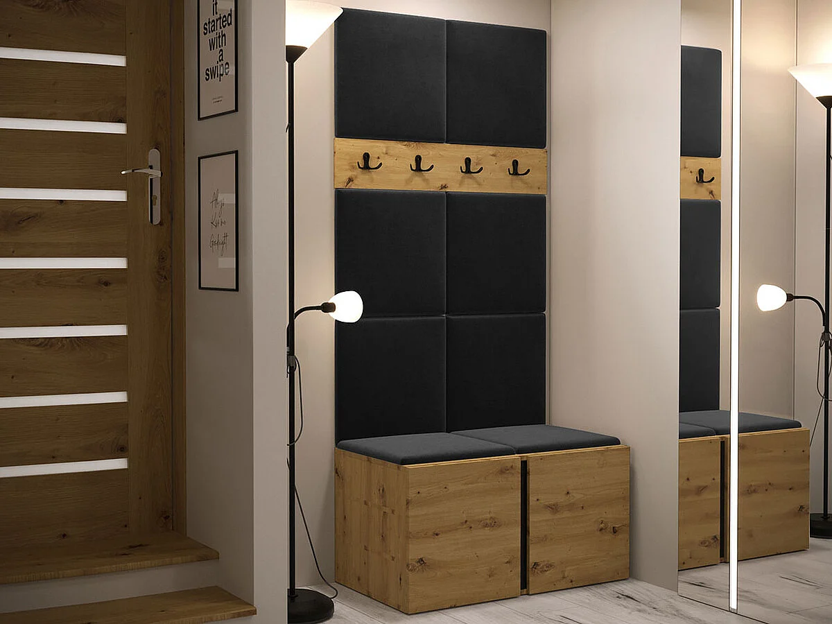 Conjunto pasillo Hartford 267, 186x84x46cm, Roble Artisan, Aglomerado laminado|Tapiz