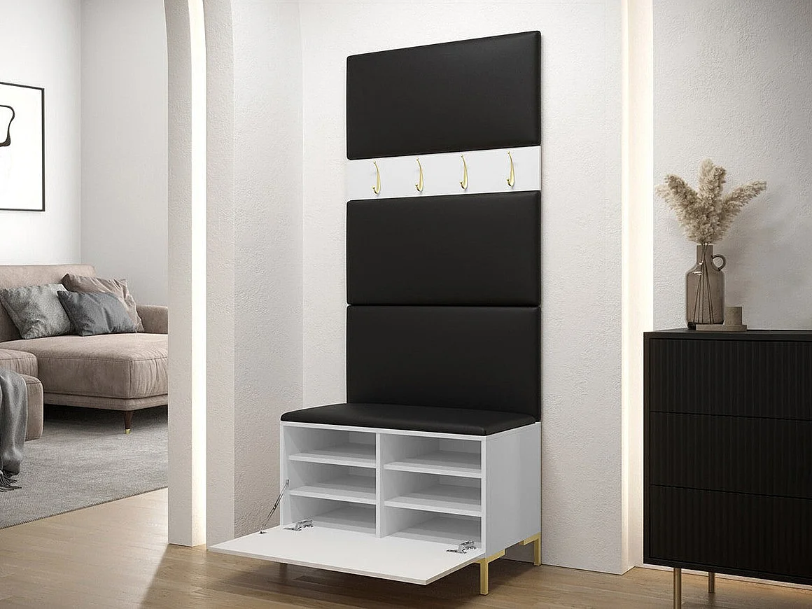 Conjunto pasillo Hartford F102, 196x84x46cm, Negro, Tapiz|Aglomerado laminado