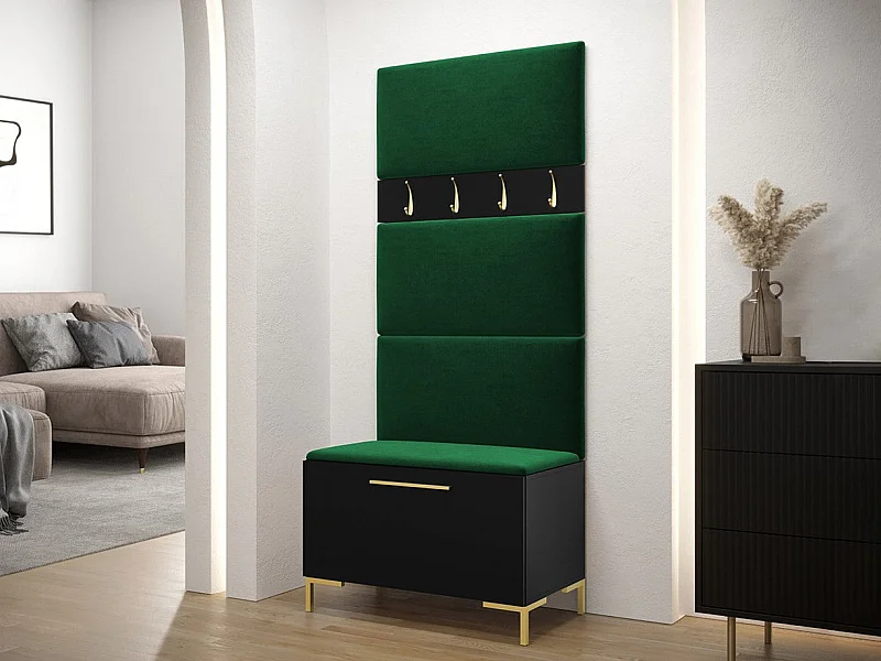 Conjunto pasillo Hartford F102, 196x84x46cm, Negro, Tapiz|Aglomerado laminado