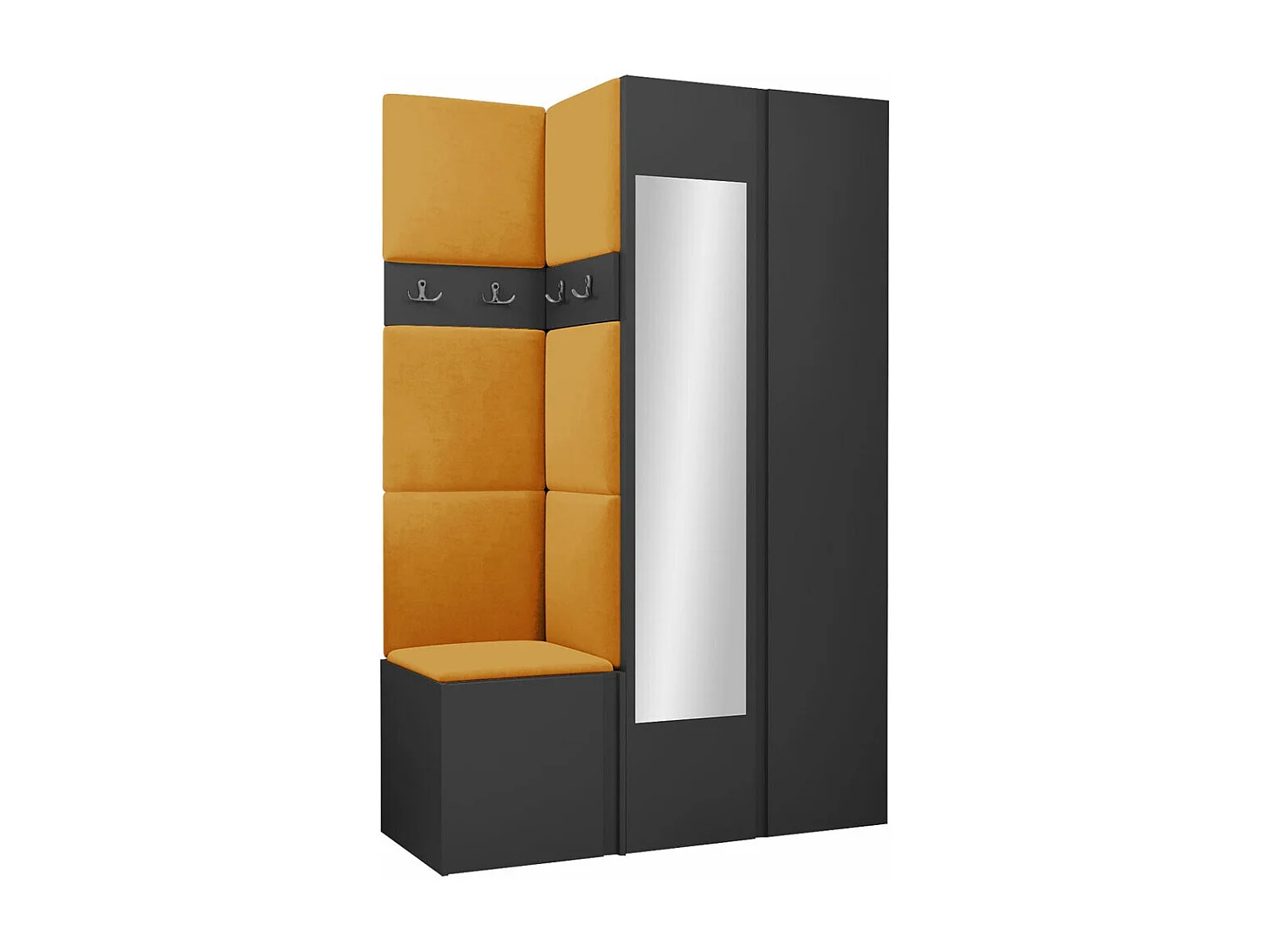 Conjunto pasillo Hartford 350, 186x116x44cm, Espejo, Grafito, Tapiz|Aglomerado laminado