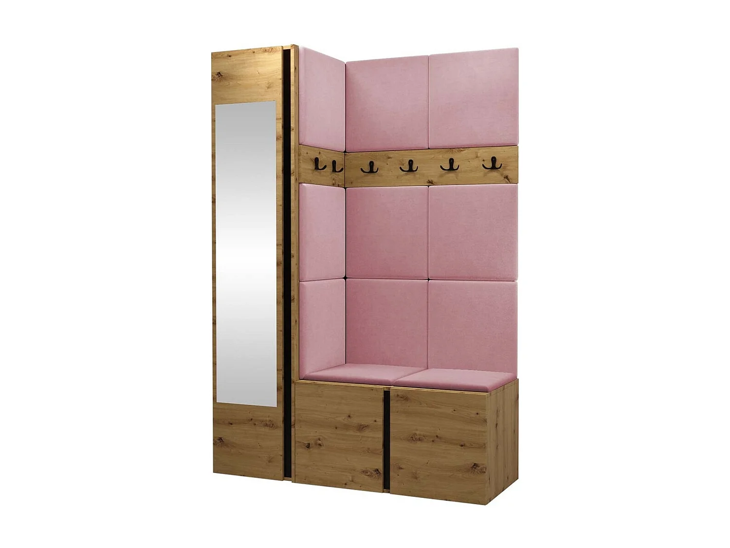 Conjunto pasillo Hartford 277, 186x124x46cm, Espejo, Roble Artisan