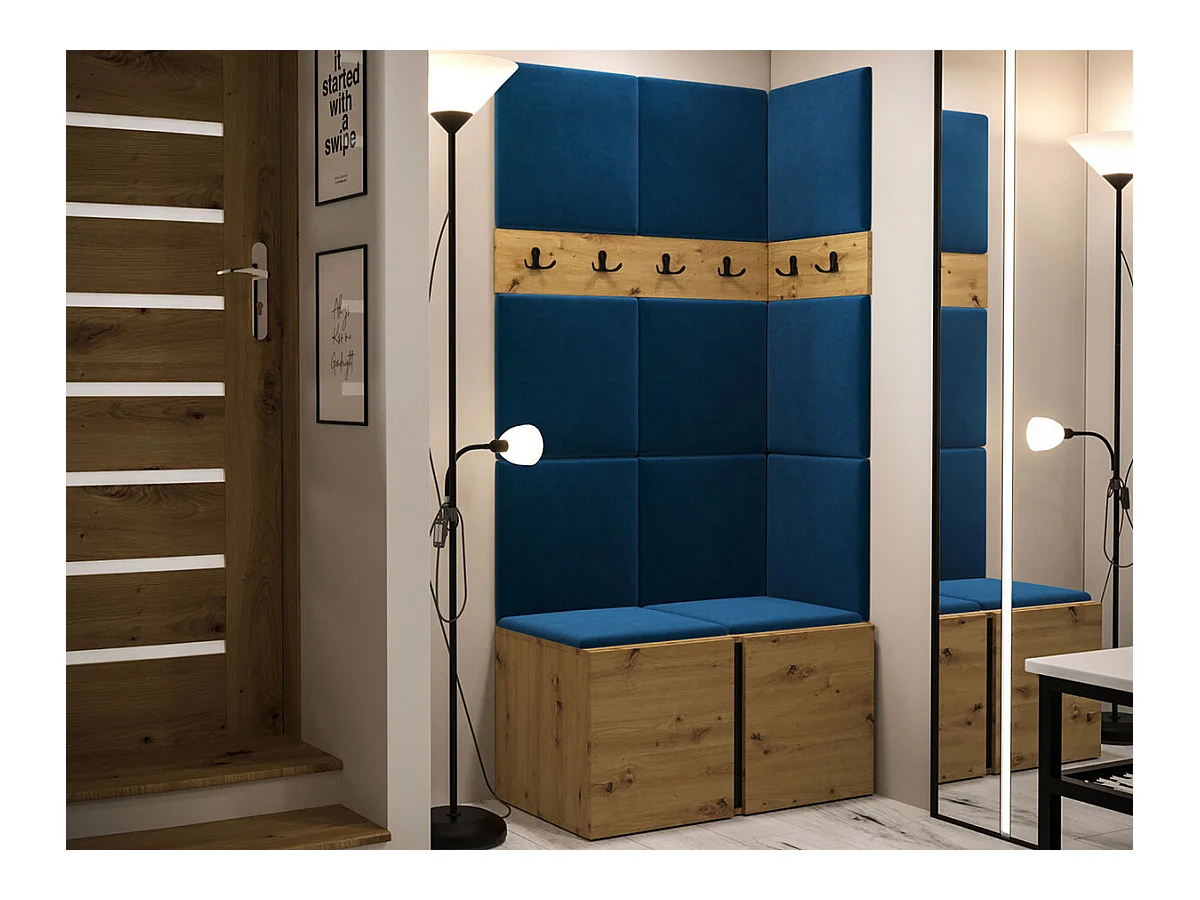 Meuble d'entrée Hartford 264, 186x84x46cm, Chêne Artisan, Stratifié|Tapisserie