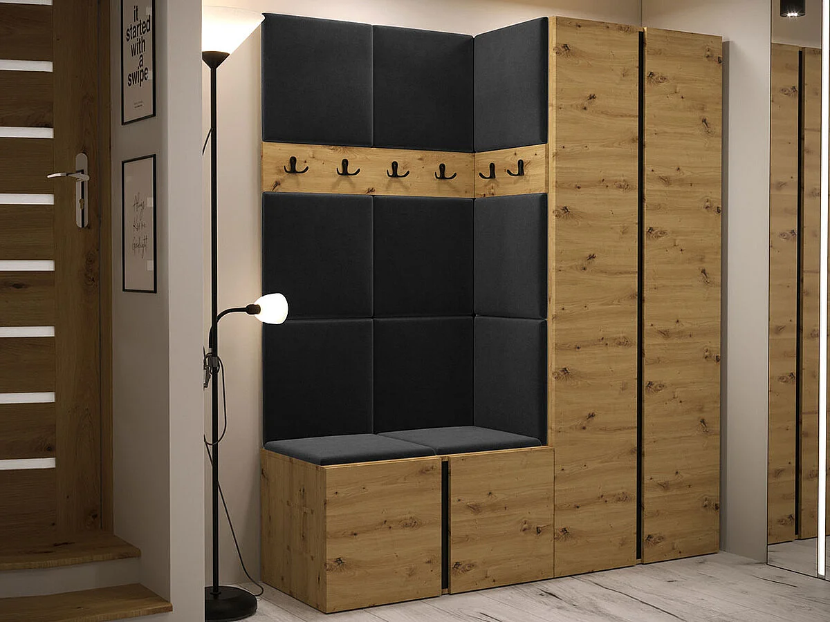 Conjunto pasillo Hartford 266, 186x158x46cm, Roble Artisan, Aglomerado laminado|Tapiz