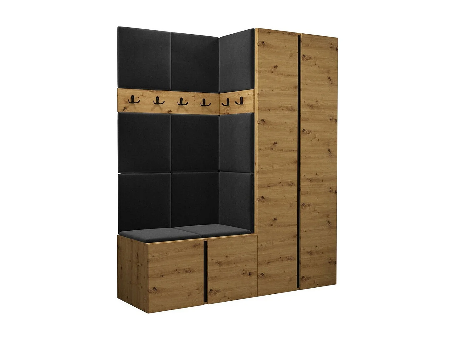 Conjunto pasillo Hartford 266, 186x158x46cm, Roble Artisan, Aglomerado laminado|Tapiz