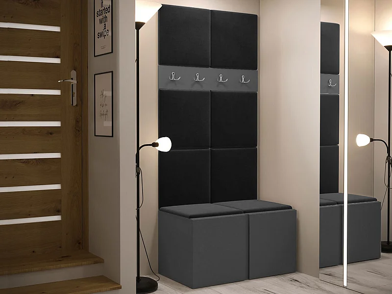 Conjunto pasillo Hartford 267, 186x84x46cm, Grafito, Aglomerado laminado|Tapiz