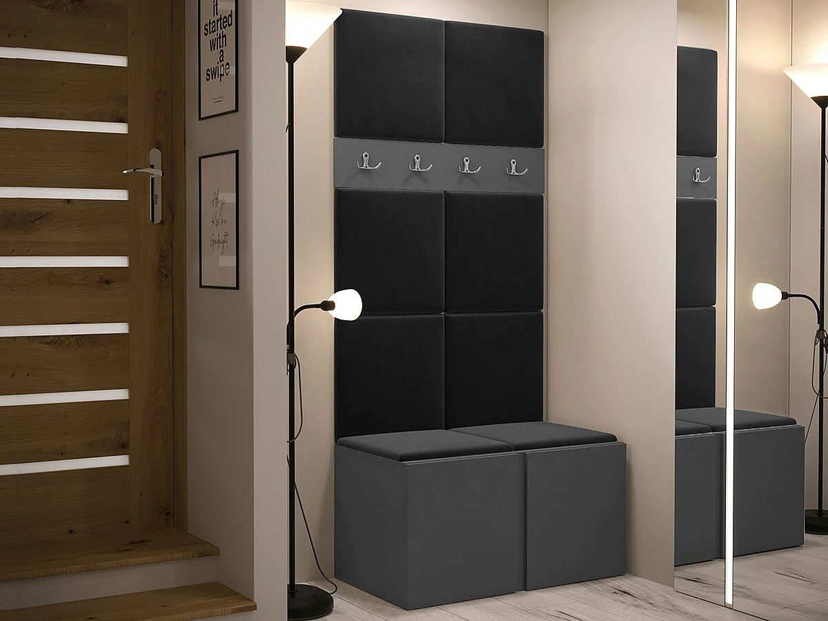 Conjunto pasillo Hartford 267, 186x84x46cm, Grafito, Aglomerado laminado|Tapiz