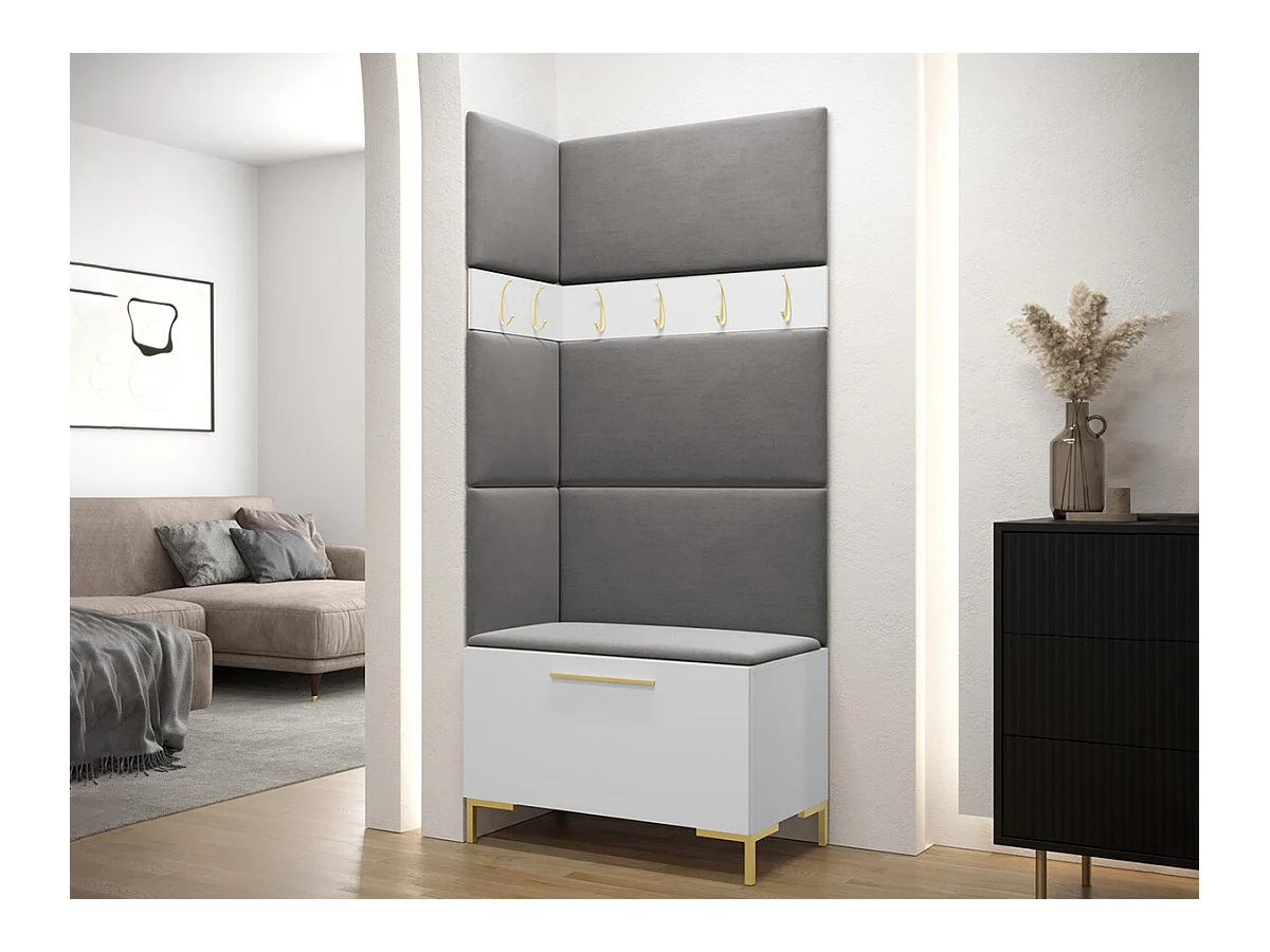Set mobili da ingresso Hartford F103, 196x84x46cm, Bianco, Arazzo|Truciolare laminato