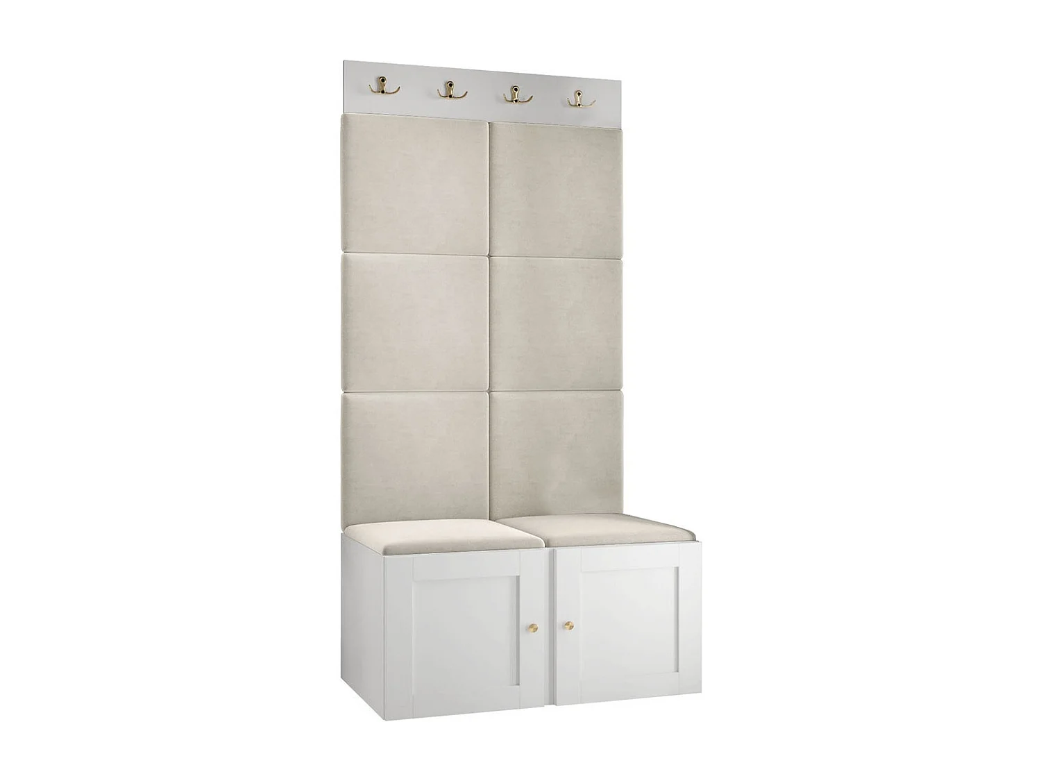 Meuble d'entrée Hartford 375, 186x84x46cm, Brun clair|Blanc, Tapisserie|MDF|Stratifié