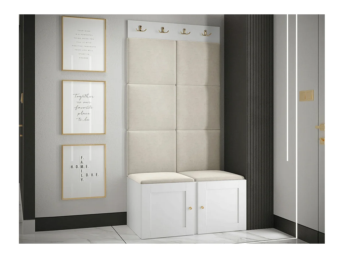Conjunto pasillo Hartford 375, 186x84x46cm, De color marrón claro|Blanco