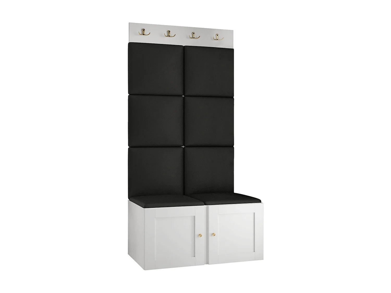 Conjunto pasillo Hartford 375, 186x84x46cm, Negro|Blanco, Colocada|Montada en la pared