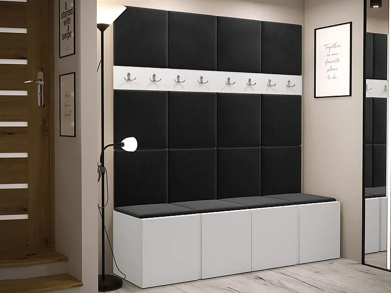 Conjunto pasillo Hartford 268, 186x168x46cm, Blanco, Aglomerado laminado|Tapiz