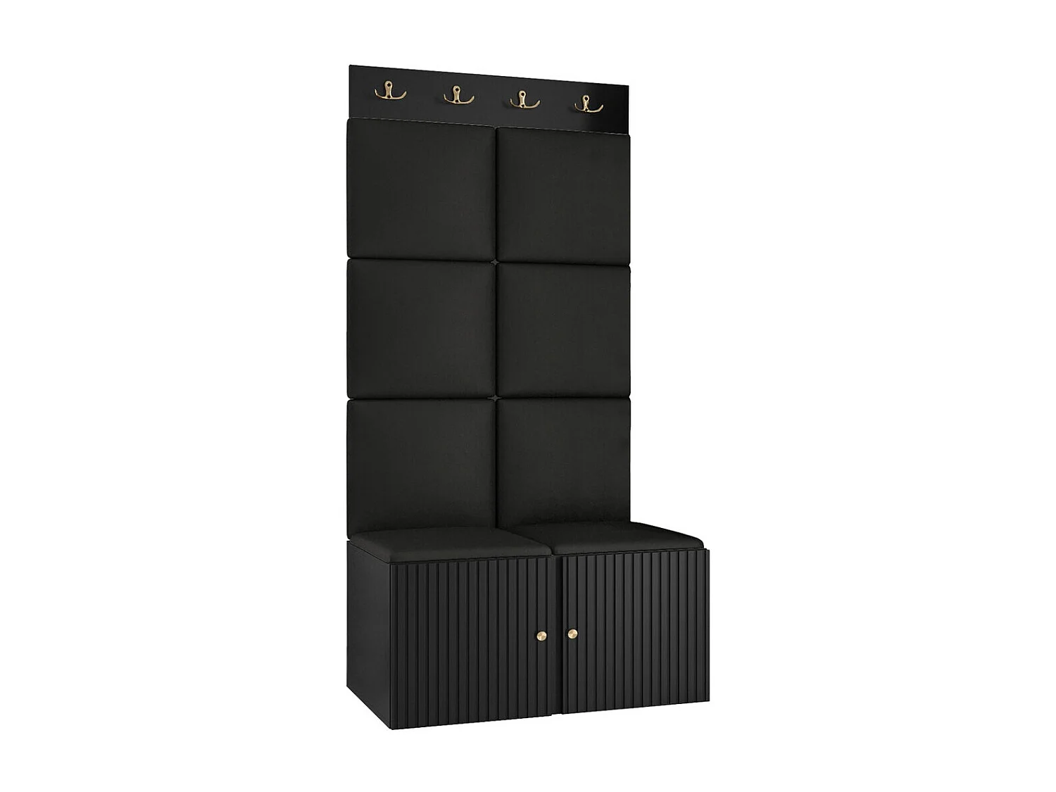 Conjunto pasillo Hartford 383, 186x84x46cm, Negro, Colocada|Montada en la pared