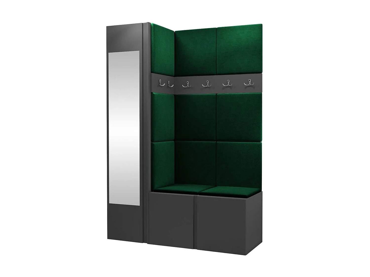 Conjunto pasillo Hartford 277, 186x124x46cm, Espejo, Grafito, Aglomerado laminado|Tapiz