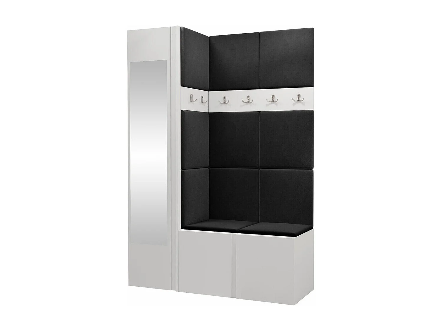 Conjunto pasillo Hartford 277, 186x124x46cm, Espejo, Blanco, Aglomerado laminado|Tapiz