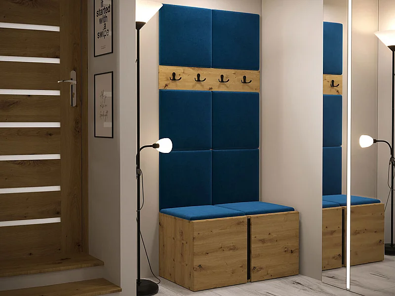 Meuble d'entrée Hartford 267, 186x84x44cm, Chêne Artisan, Tapisserie|Stratifié