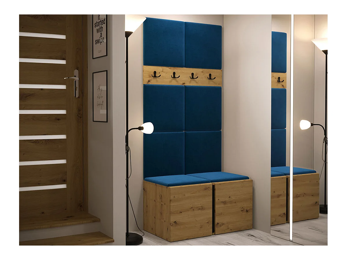 Meuble d'entrée Hartford 267, 186x84x44cm, Chêne Artisan, Stratifié|Tapisserie