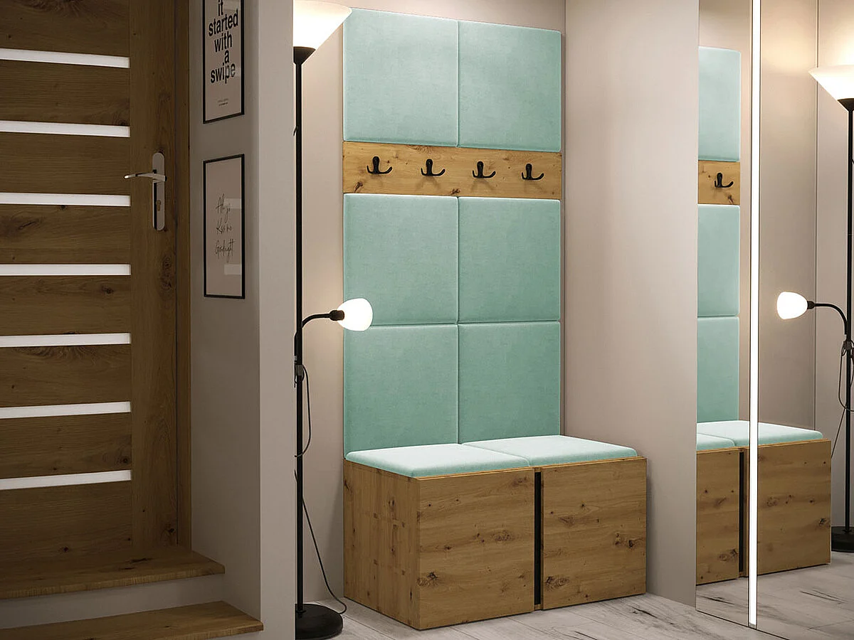 Meuble d'entrée Hartford 267, 186x84x44cm, Chêne Artisan, Tapisserie|Stratifié